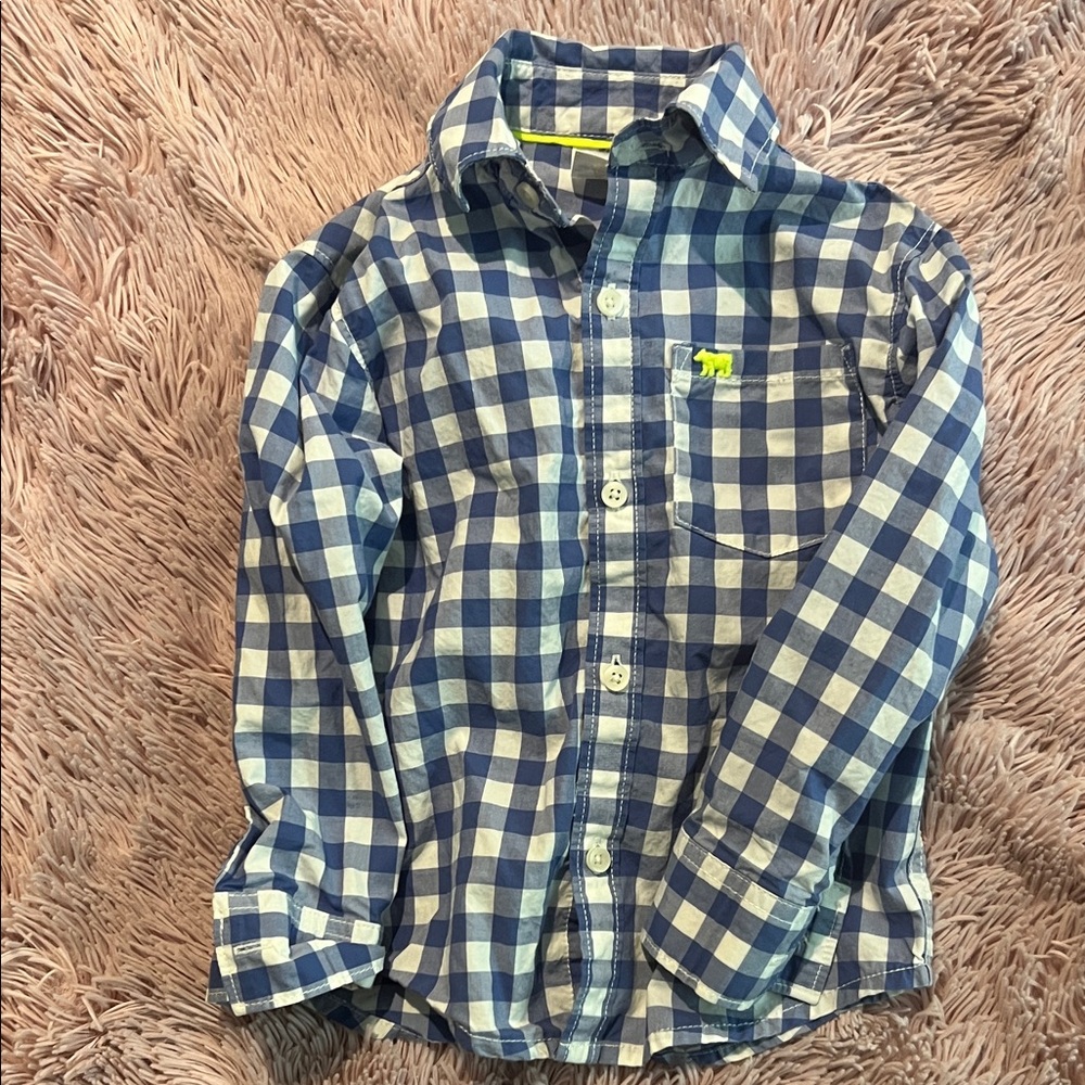 Carter's Navy and White Plaid Button-Down Shirt